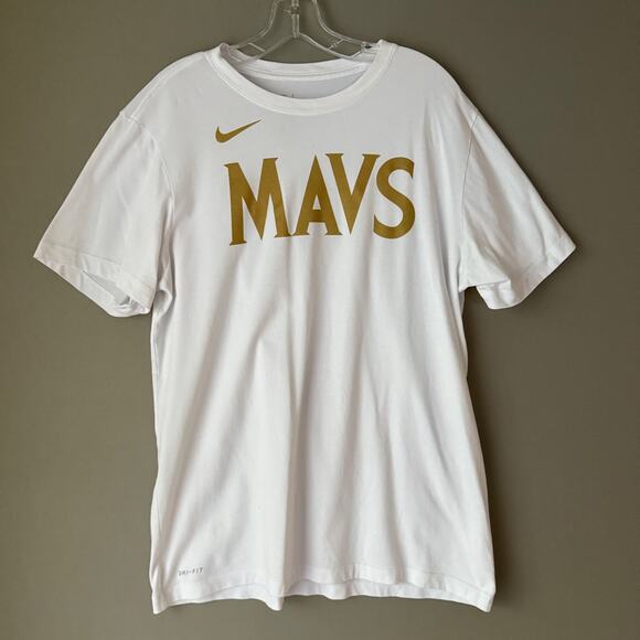 Nike Mavericks sz L white gold MAVS‎ NBA T-shirt - Picture 1 of 9